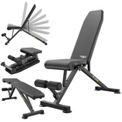 TREX SPORT Hantelbank klappbar TX-150B | Trainingsbank 8-fach verstellbare Rückenlehne, 3-fach verstellbarer Sitzkissen | Flachbank & Schrägbank für Ganzkörper-Workout
