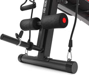Hop-Sport Hantelbank mit Curlpult, verstellbar in 6 Neigungswinkel, inkl. Beinstrecker & Expander, Multifunktions-Trainingsbank für Zuhause, 220 kg Max. Belastbarkeit