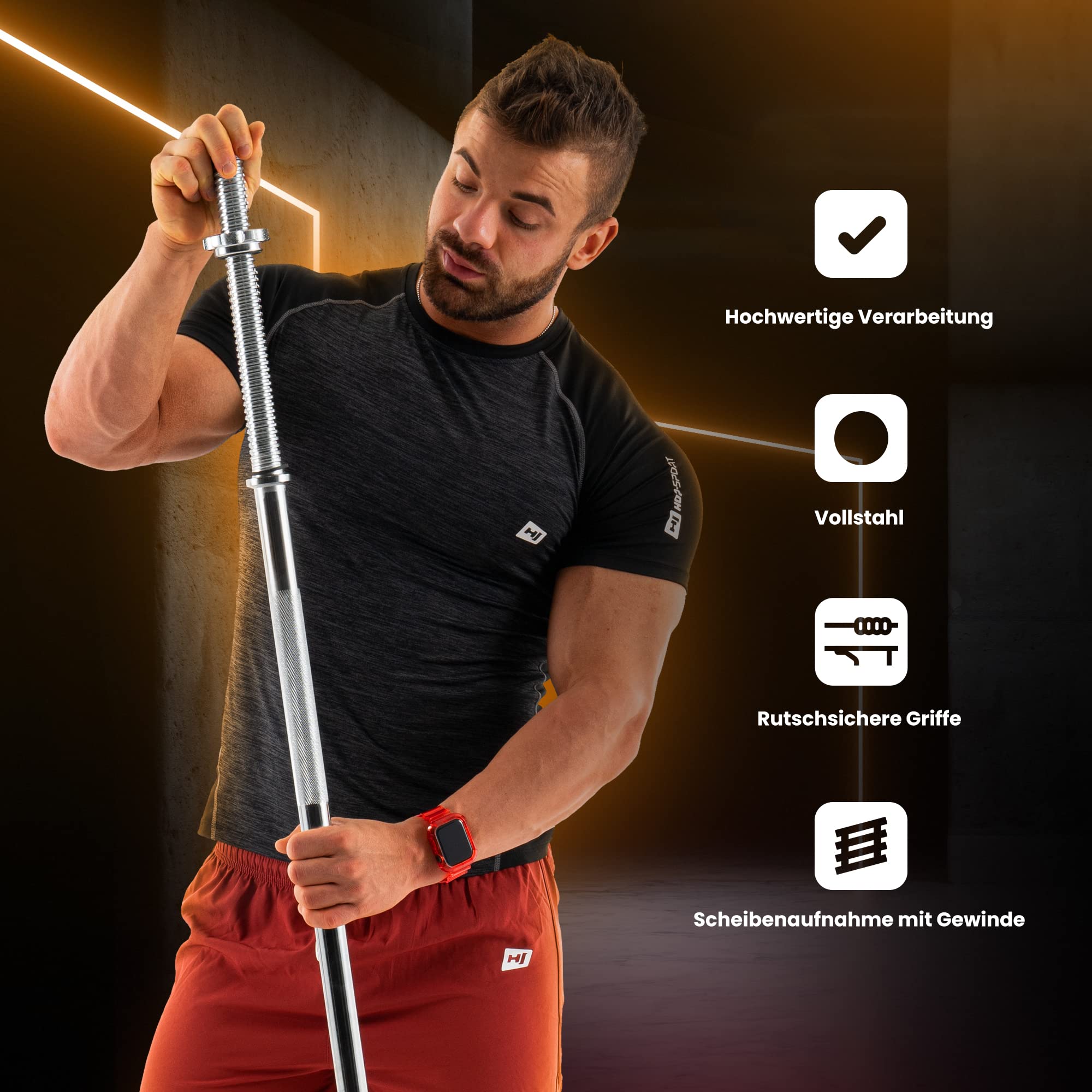 Hop-Sport Hantelset 69 kg - Klappbare Hantelbank mit Gewichten, Verstellbare Langhantelablage, Trainingsbank für Bankdrücken, Stabiler Fitnessbank, 270 kg Max. Belastbarkeit