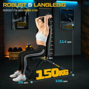 TREX SPORT Hantelbank klappbar TX-150B | Trainingsbank 8-fach verstellbare Rückenlehne, 3-fach verstellbarer Sitzkissen | Flachbank & Schrägbank für Ganzkörper-Workout